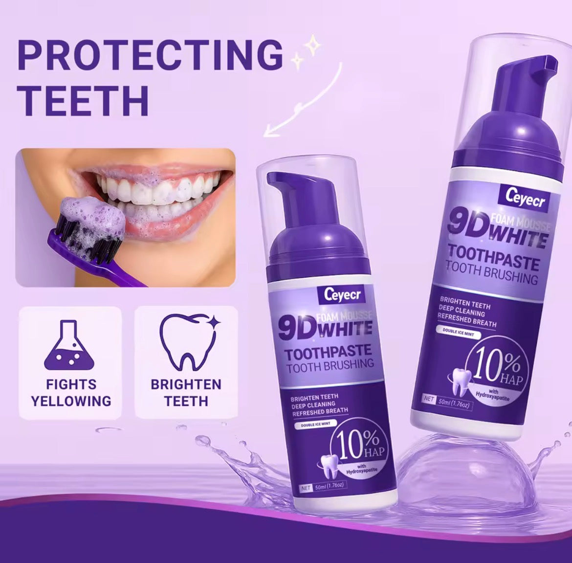 white foam toothpaste for instant white teeth