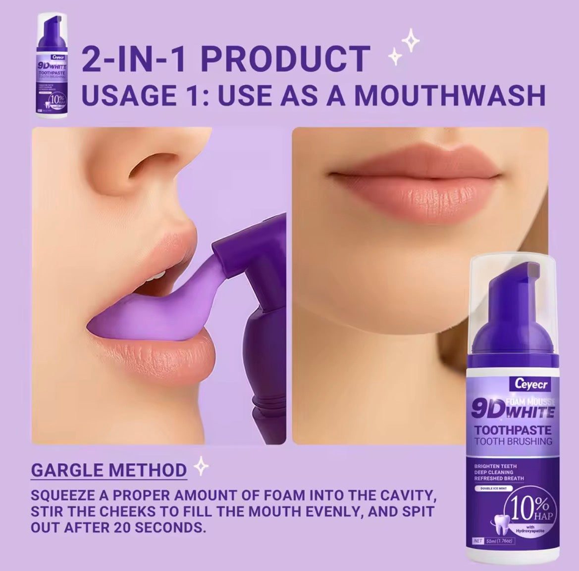 white foam toothpaste for instant white teeth